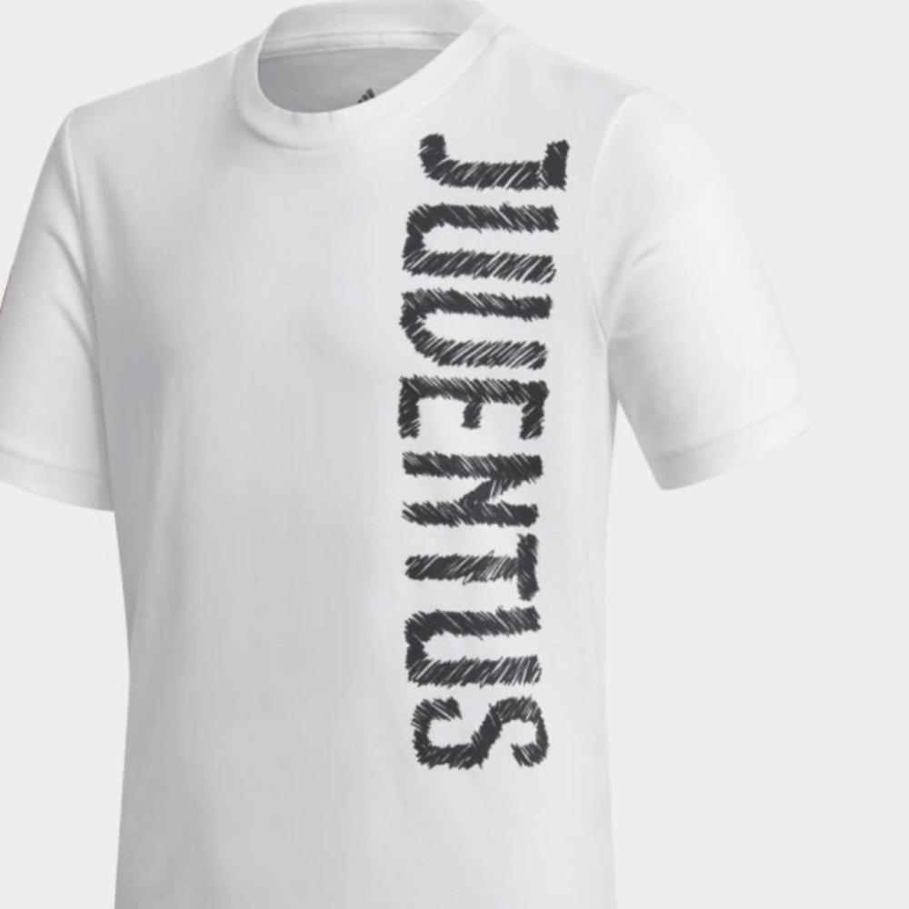 Adidas Kids White Juventus Club Graphic Tee Short Sleeve T-Shirt Size XS